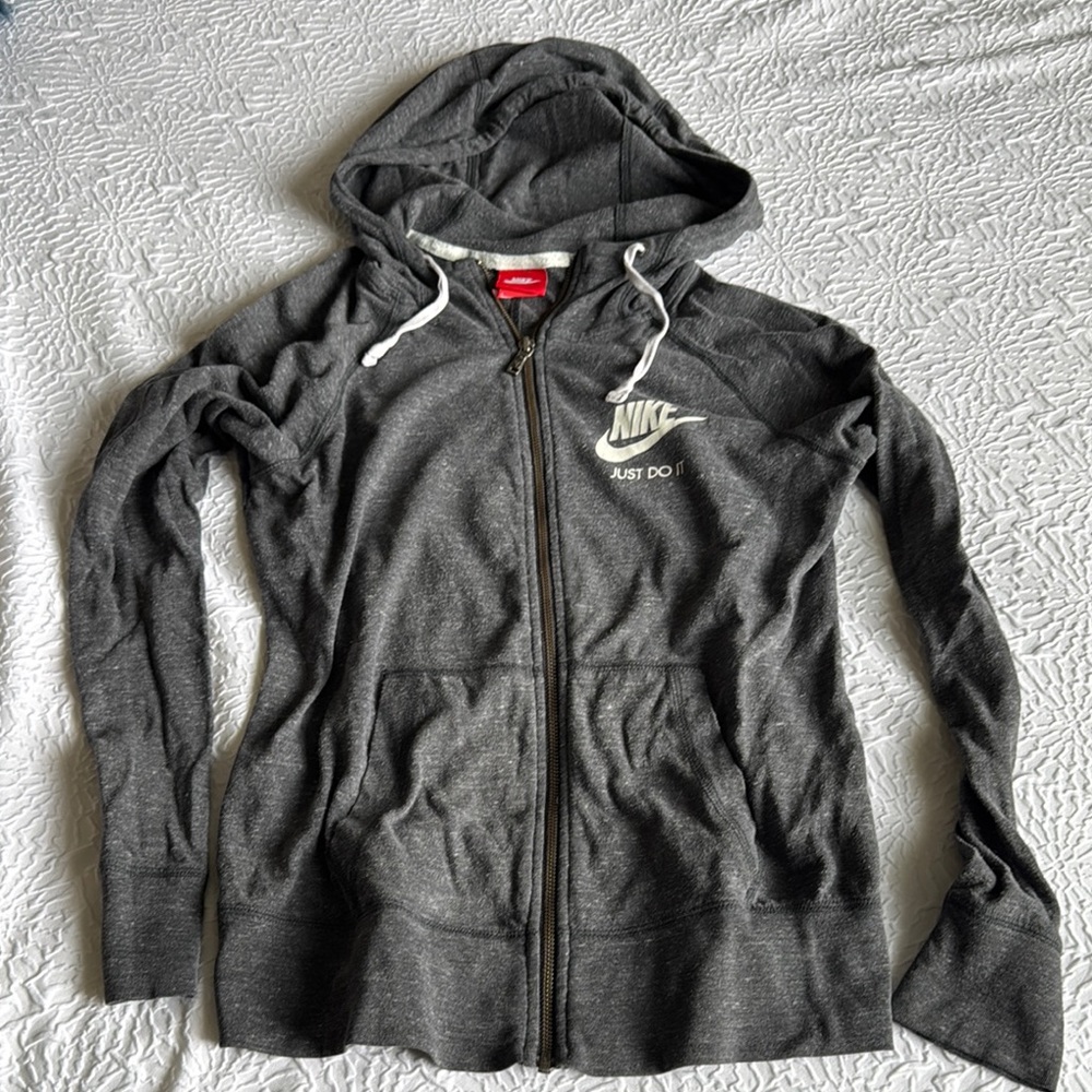 Nike Gray Full Zip Long Sleeve Hoodie